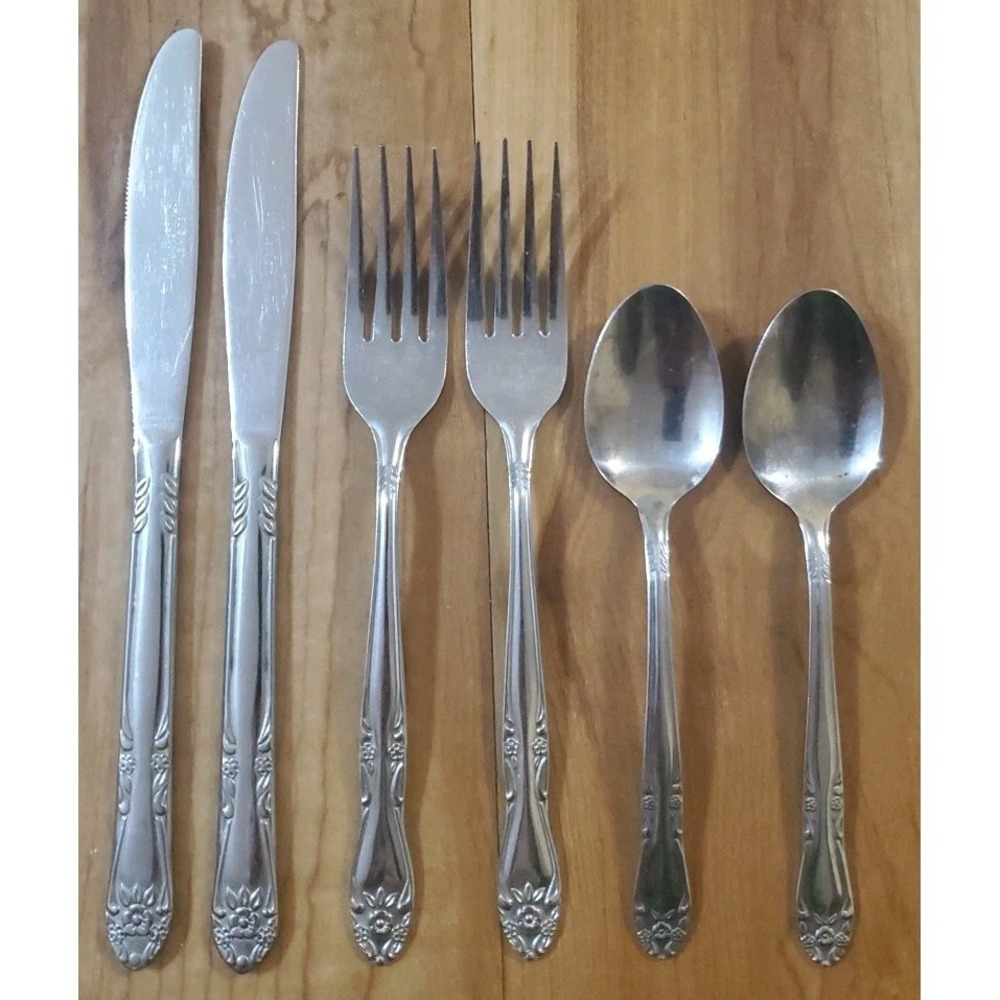 Elizabeth Stainless Japan Flatware Lot‎ Of 6 Spoon Fork Knife MCM